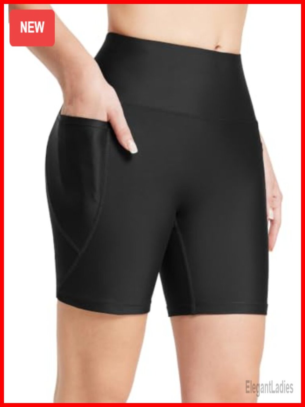 High Waisted Swim Board Shorts UPF 50+ with Pockets